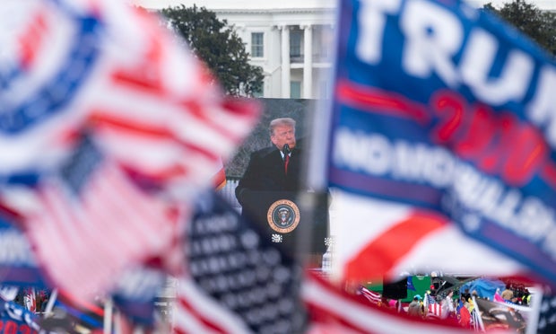 President Donald Trump speaks to supporters from the Ellipse at the White House in Washington on Wednesday, Jan. 6, 2021.