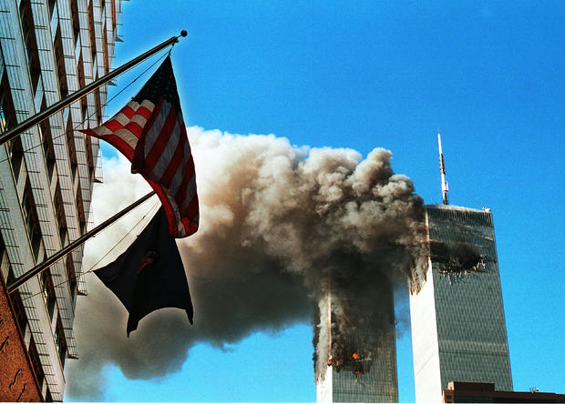 Smoke Pours From The World Trade Center After Being Hit By Two Planes September 11 2001 