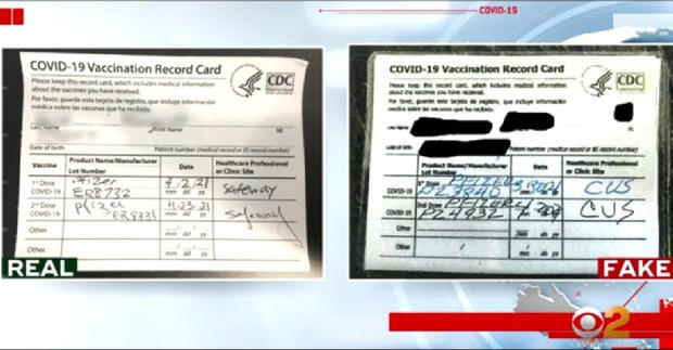 Fake COVID-19 vaccination cards 