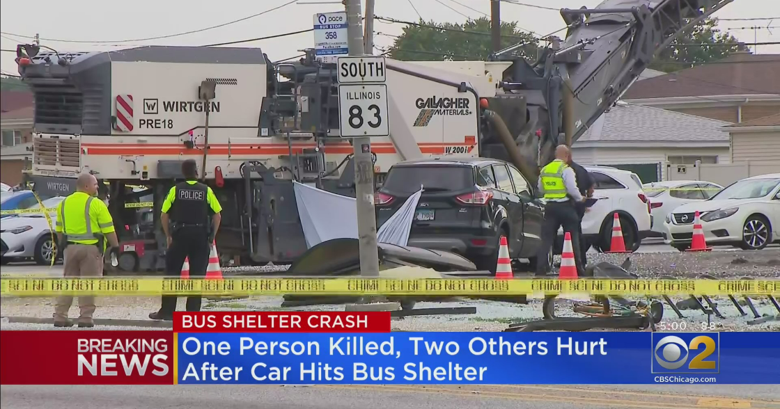One Person Killed, Two Injured When Car Slams Into Bus Shelter, Then