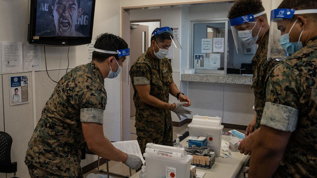 U.S Marines On Okinawa Receive Coronavirus Vaccination 