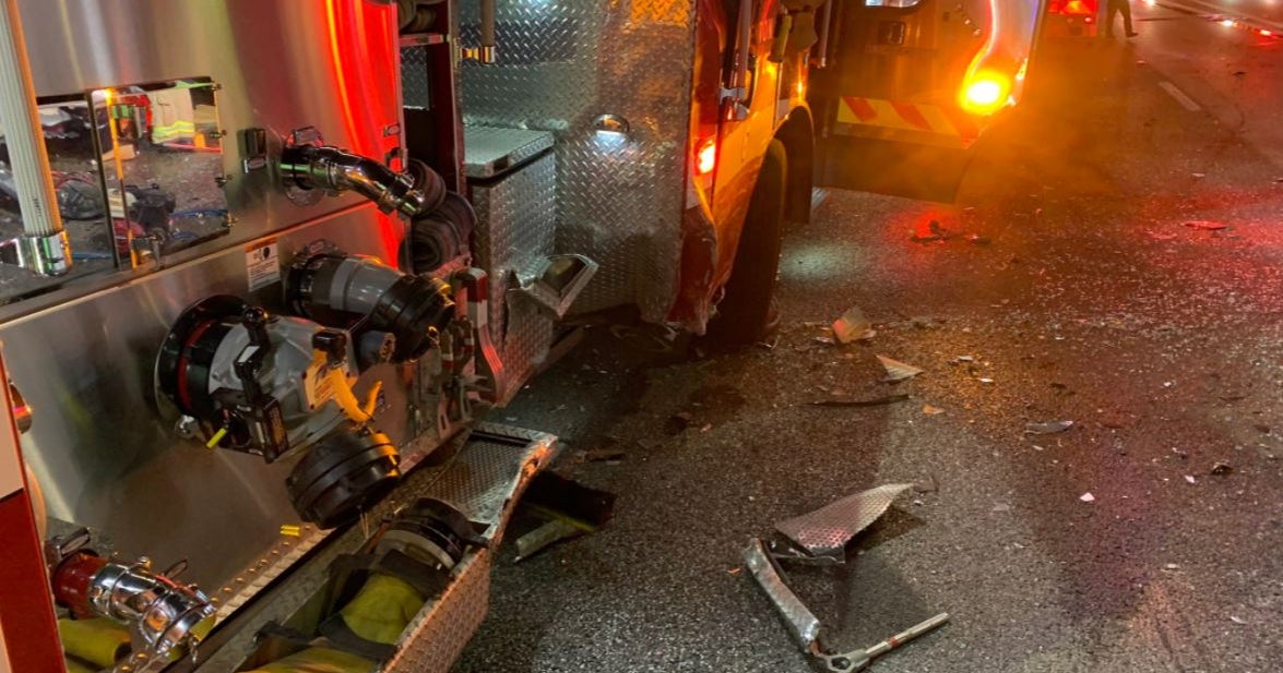 Interstate35 In Denton Closed After Pickup Truck Crashes Into Fire Engine CBS Texas