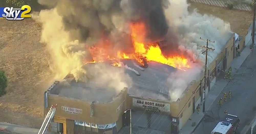 Firefighters Battle SecondAlarm Blaze At Compton Auto Body Shop CBS Los Angeles