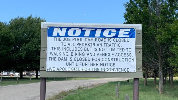 dam road Joe Pool Lake 