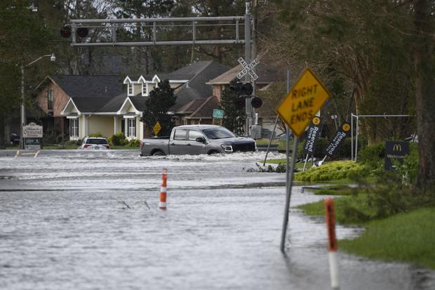 Flooded street in Louisiana after Hurricane Ida 