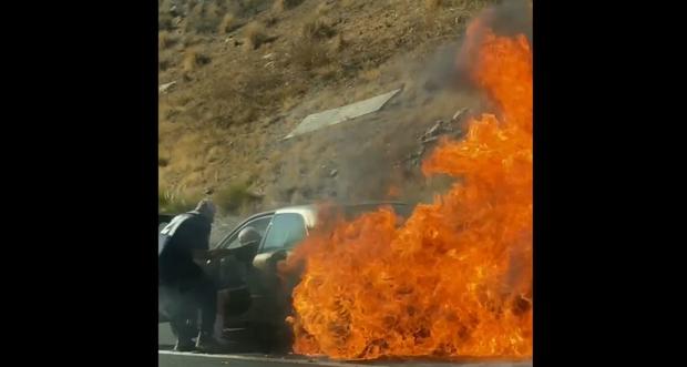 Dramatic Video Shows Good Samaritans Rescue 2 From Burning Car In San Diego County 