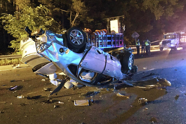 A vehicle was involved in a four-fatality crash in Richmond, Virginia, May 26, 2021. 