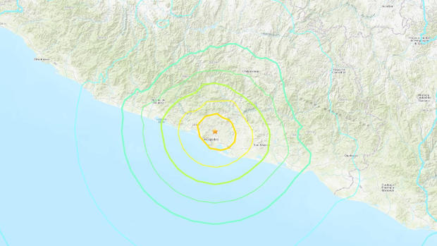 Map of 7.0 magnitude quake on Mexican coast 
