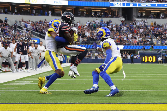 INGLEWOOD, CA - SEPTEMBER 12: Cooper Kupp #10 of the Rams during an NFL game  between the Chicago Bears and the Los Angeles Rams on September 12, 2021,  at SoFi Stadium in