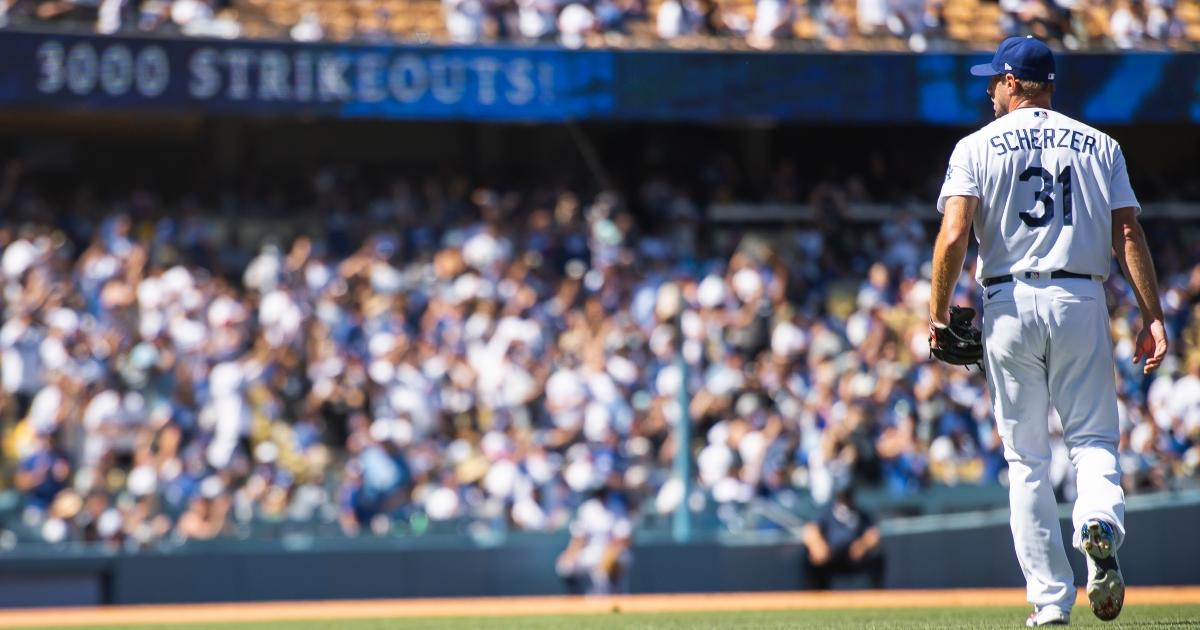 Dodgers' Max Scherzer records 3,000th career strikeout vs. Padres 