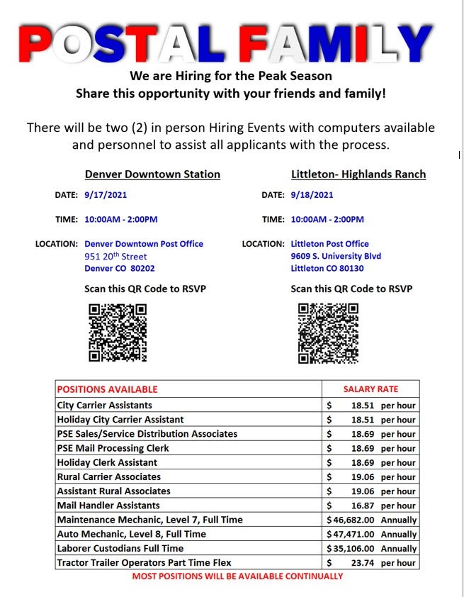 post office hiring fairs 