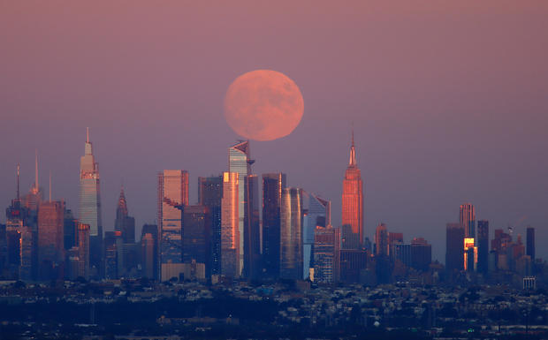 Harvest Moon Rises in New York City 