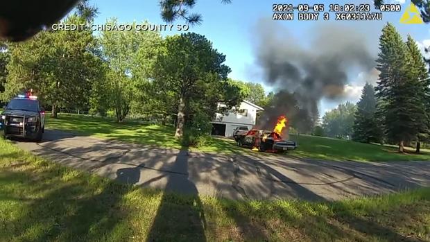Chisago County car fire caught on body cam 