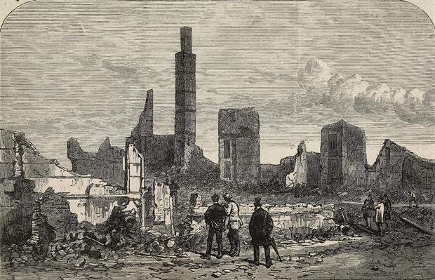 Ruins of Tremont House after Great Chicago Fire 