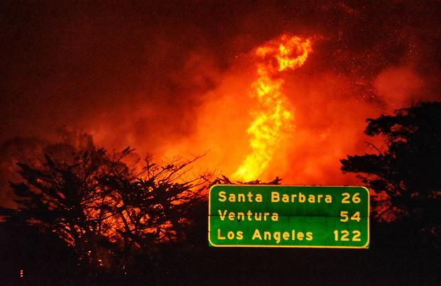 Fast-Spreading Alisal Brush Fire Jumps 101 Freeway West Of Santa Barbara 