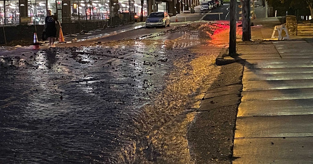 Crews Working On Water Main Break On Magee Street In Uptown - CBS ...