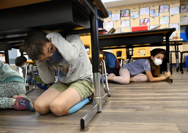 Students take part in the annual Great Shakeout. 