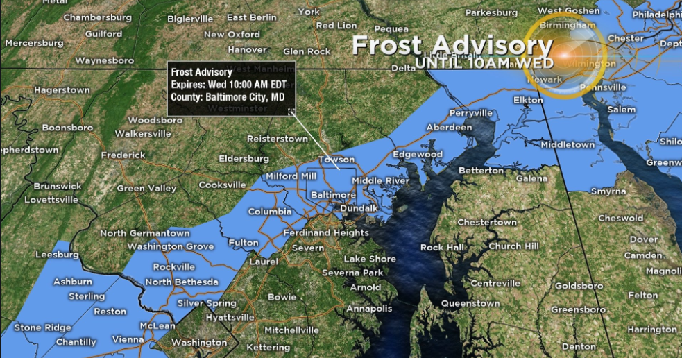 Maryland Weather: Freeze Warning, Frost Advisory Issued For Baltimore ...