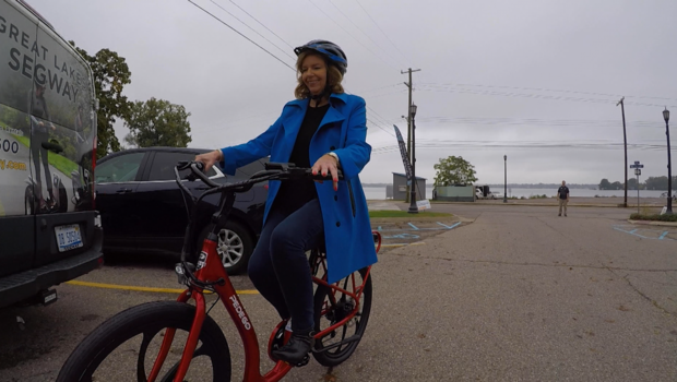 Carol Cain Riding Pedego Electric Bik 