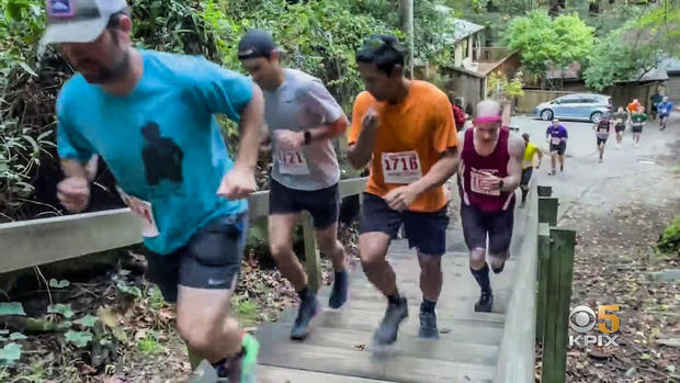 Runners Climb Stairs in the Dipsea Race 