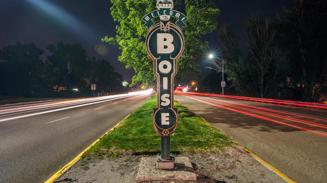 USA, Idaho, Welcome sign in Boise 