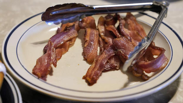 Fried Bacon on a Plate 