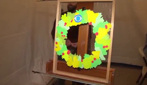 Wreath with CBS eye logo 