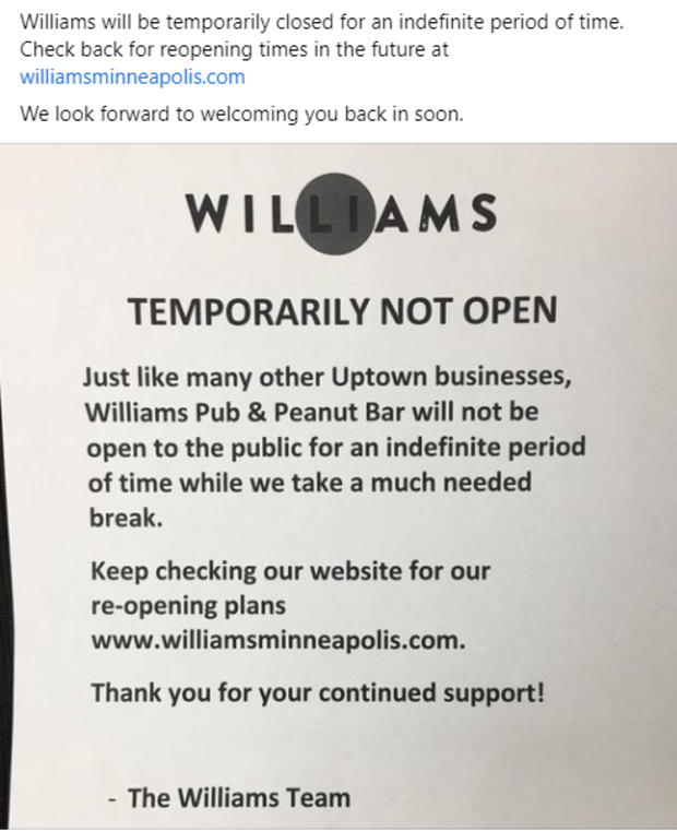 williams closing 