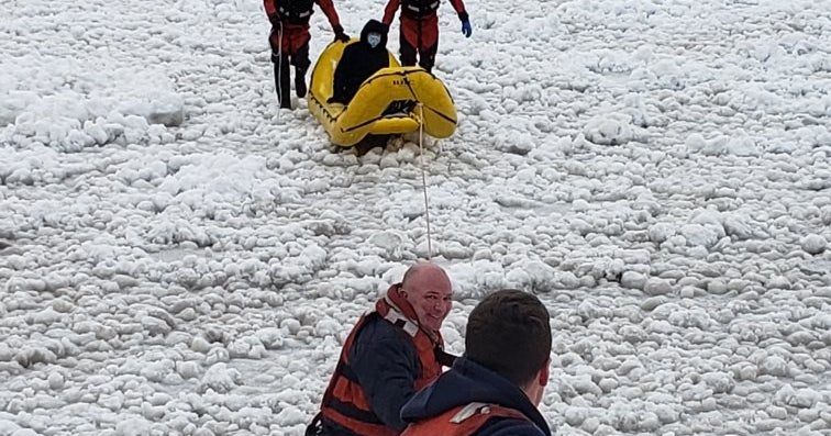 Firefighters Rescue Man From Icy Surface Of Lake Michigan Near Hyde