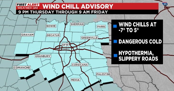 Wind Chill Advisory In Effect In North Texas Through 9AM Friday ...