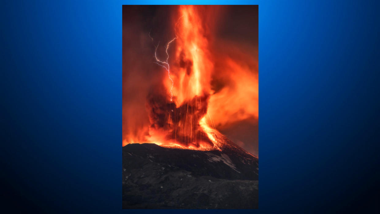 Photo Captures Mount Etna Eruption Creating Rare Volcanic Storm CBS