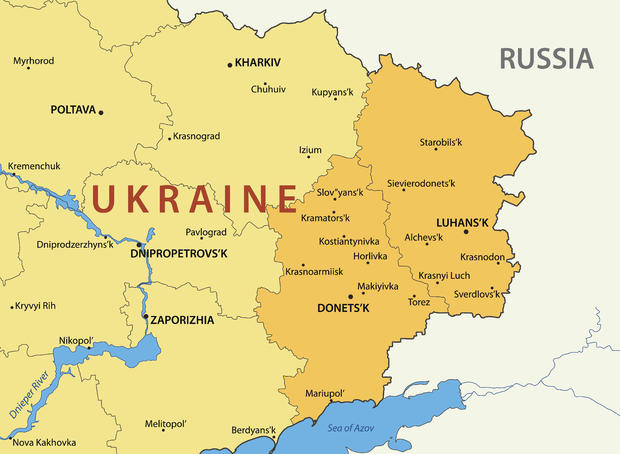 Donetsk and Lugansk regions of Ukraine - vector map 