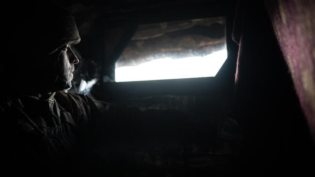 Ukrainian Servicemen on the frontline outside of Svitlodarsk 