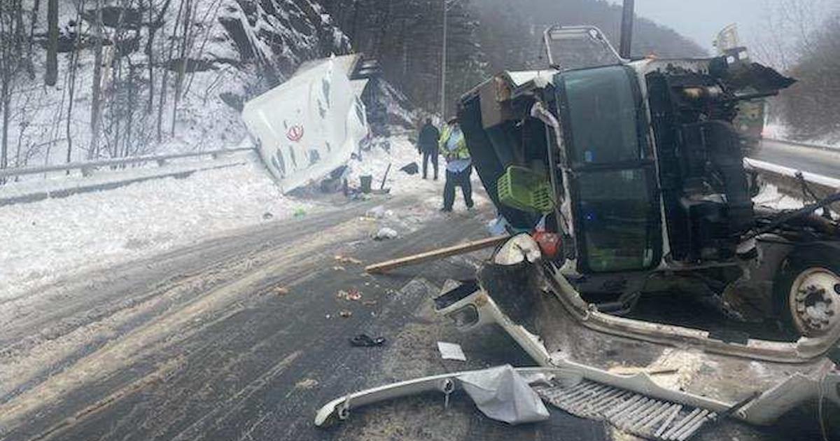 Tractor-Trailer Flips Over After Crashing Through Guardrail On Mass ...