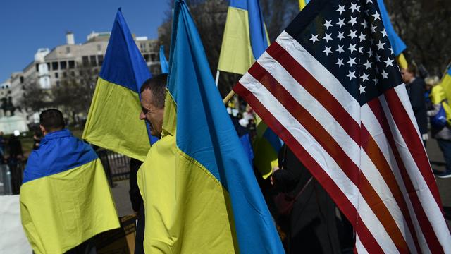 Demonstrators Protest Russian Invasion Of Ukraine Outside United Nations 