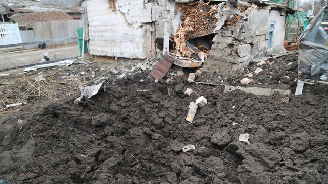 Buildings damaged in Donetsk due to armed conflict between Russia, Ukraine 