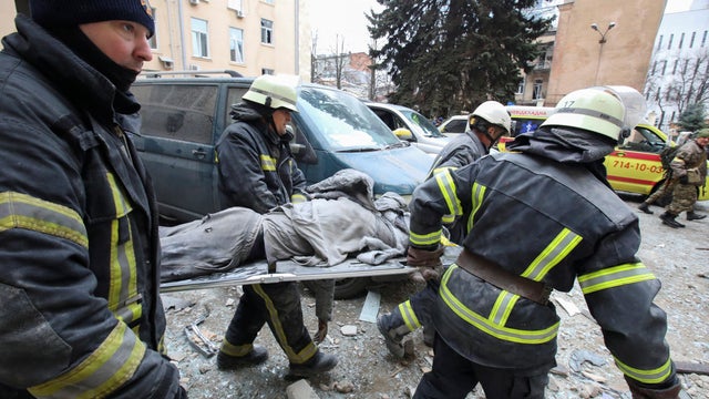 A view shows the damaged regional administration building in Kharkiv 