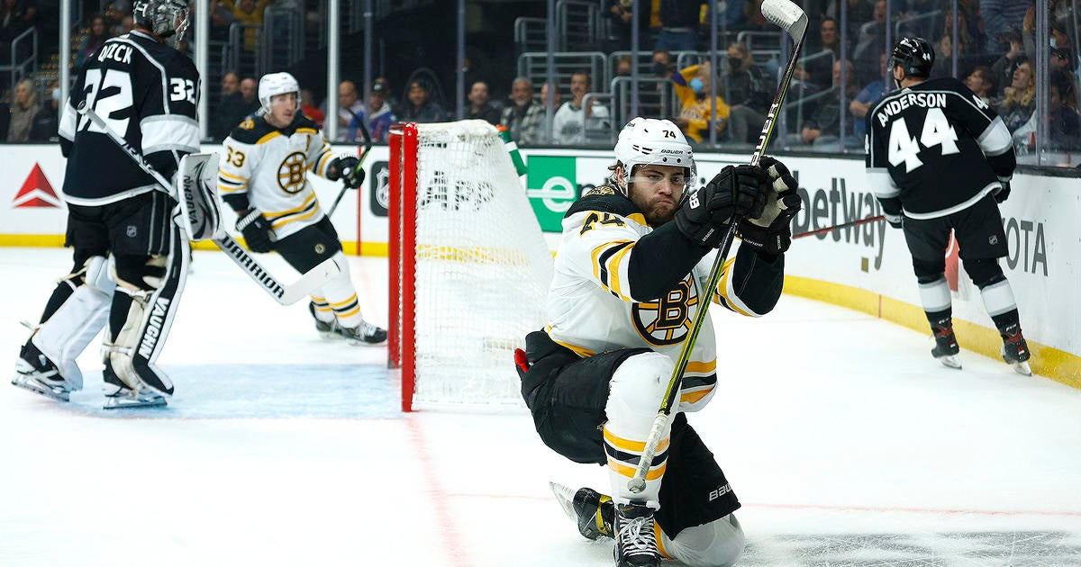 Jake DeBrusk's Hat Trick Sends Streaking Bruins Past Kings, 7-0 - CBS ...