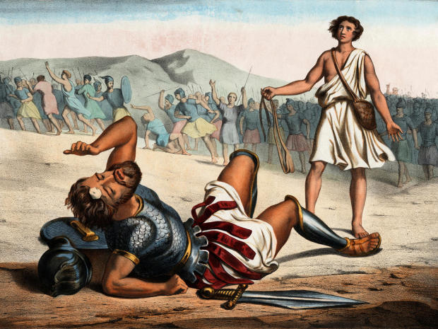 David Victorious Over Goliath 19th-Century Print 