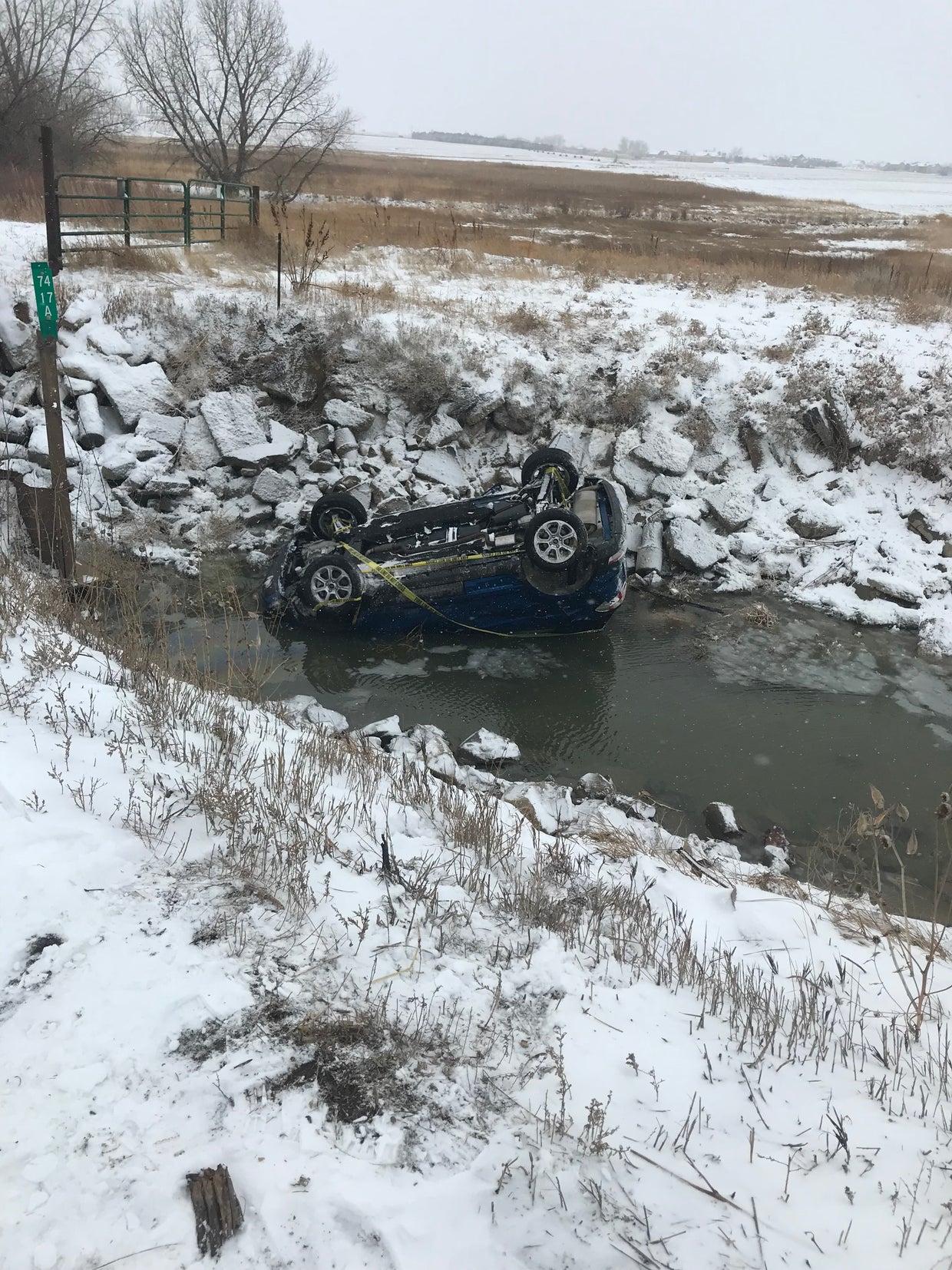Vehicle Crashes Into Weld County Ditch As Slick Conditions Take Over