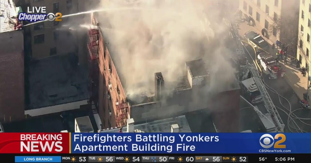 Firefighters battle Yonkers apartment building fire - CBS New York
