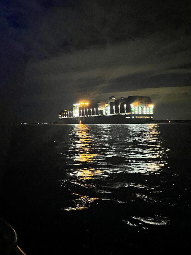 Ever Forward container ship, owned by Evergreen Marine Corp, runs aground in the Chesapeake Bay, near Maryland 