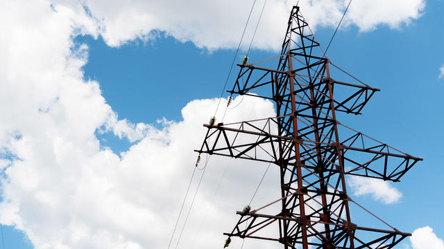 A view of Power lines, electric power transmissions in 