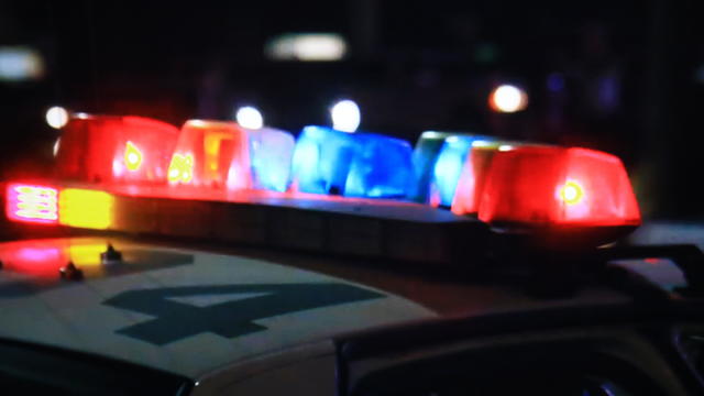 Flashing lights on a police car 
