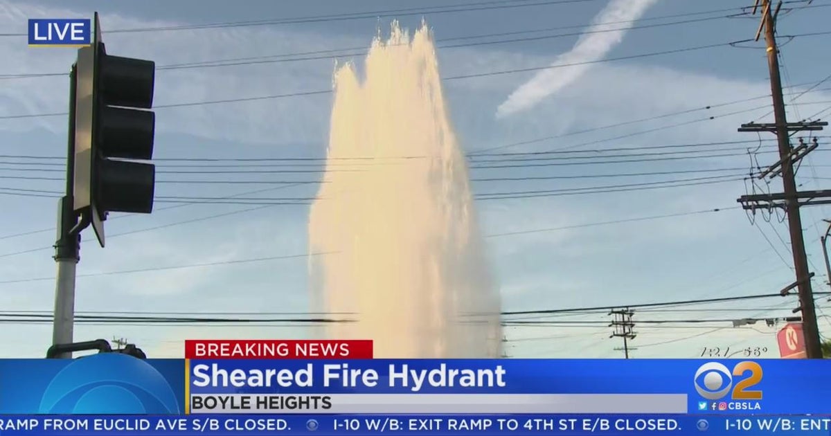 Geyser Continues To Flow In Boyle Heights - CBS Los Angeles