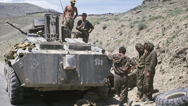 Soviet Army Personnel Carrier With Flat Tire 