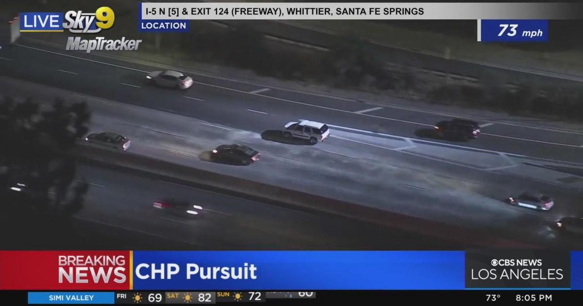 Pursuit Suspect Nearly Hits Vehicle - CBS Los Angeles