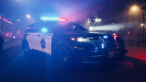 SFPD cruiser at night 
