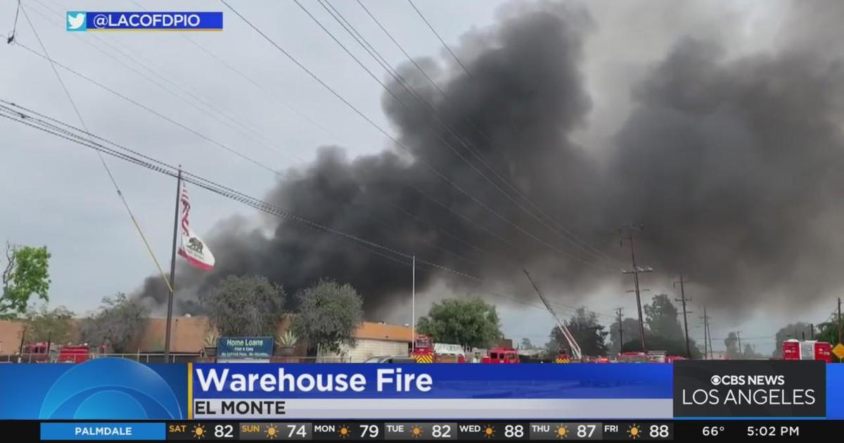 Over 100 firefighters battle Third Alarm fire in El Monte - CBS Los Angeles