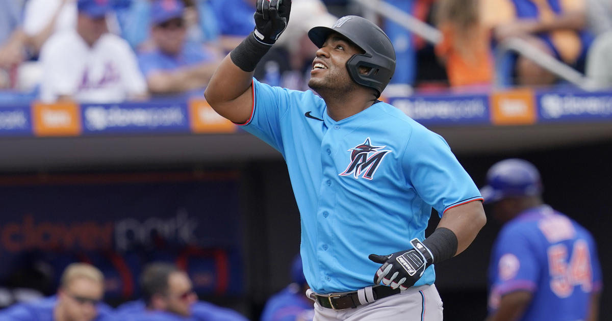 Miami Marlins City Connect Game-Used Jersey & Game-Used Batting Helmet from  Jesus Aguilar